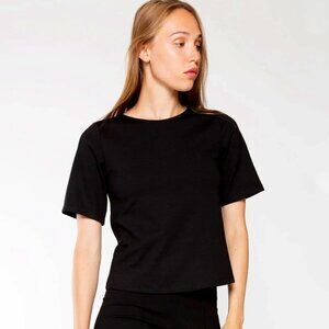 RIPLEY RADER BLACK PONTE KNIT SHORT SLEEVE TOP EXTENDED - WORN 1X-SIZE 4